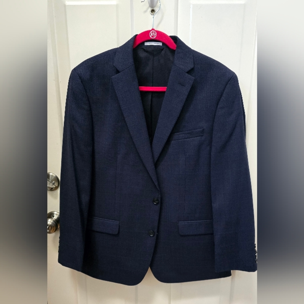 Bar III Slim Fit Men's Navy Plaid Blazer-NWOT Size 42S